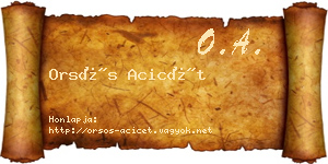 Orsós Acicét névjegykártya